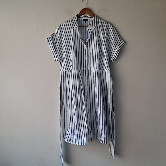 Talbots Nautical Stripe Fit & Flare Dress Knee-Length Blue White Women Size 16WP - Picture 4 of 9